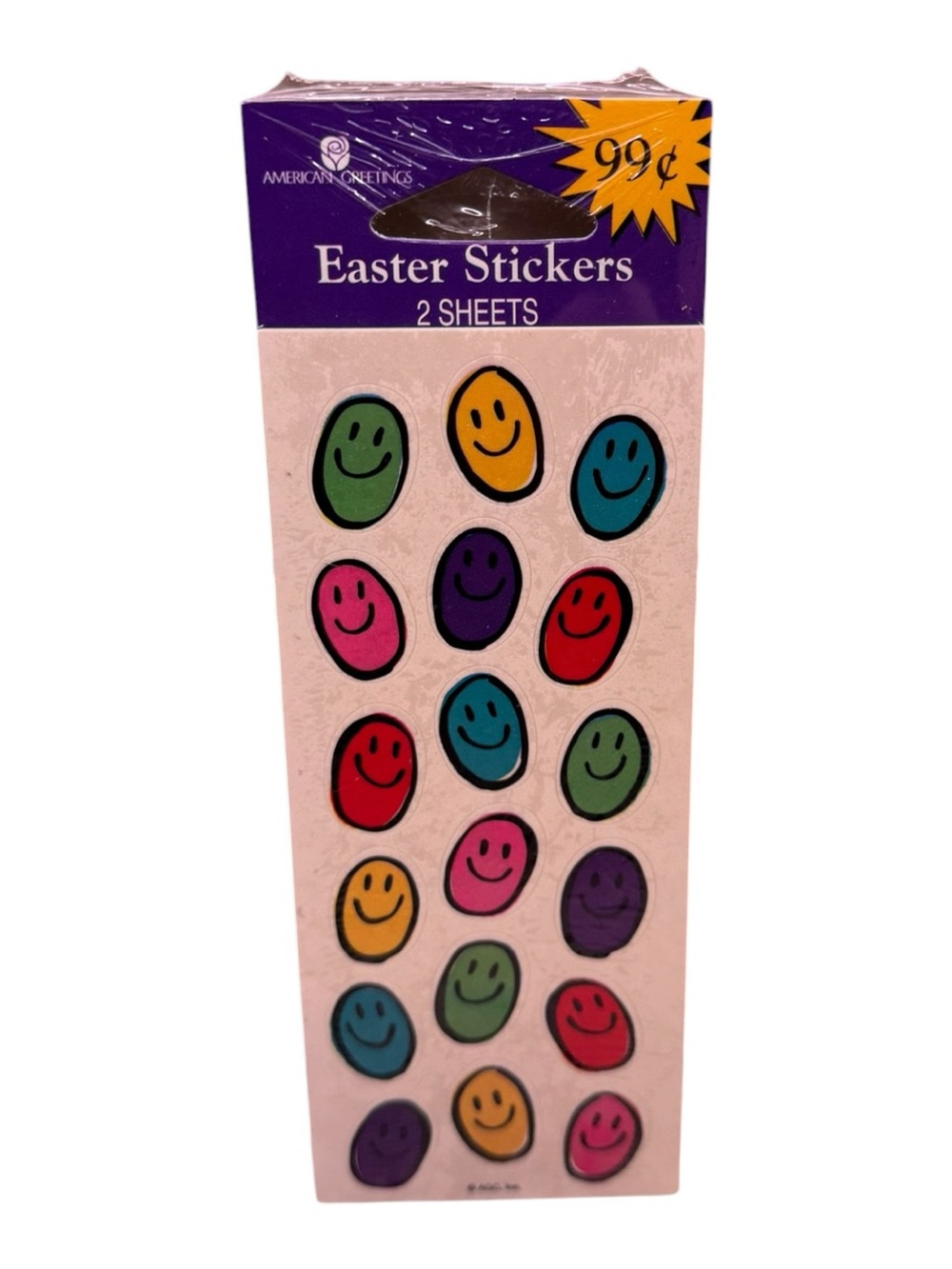 Sealed Vintage American Greetings Easter Stickers Happy Face Eggs